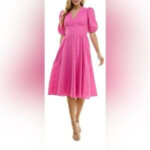 NWT City Studio Cotton Embroidered Eyelet Midi Dress Size Medium